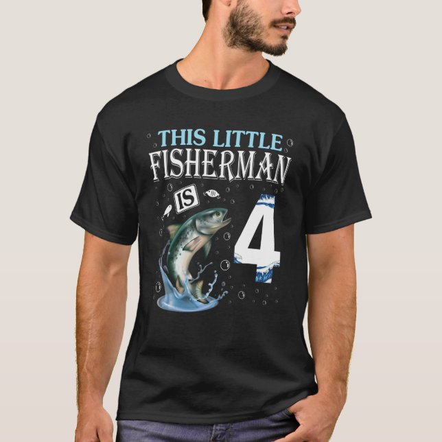 Camiseta Este Pequeno Pescador Tem 4 Anos De Nascer Em 2018 (Frente)