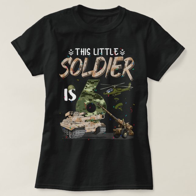 Camiseta Este Pequeno Soldado É 6 Militares, 6 De Aniversár (Frente do Design)