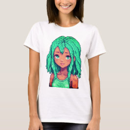 Camiseta Este personagem de pixel art, "Sonhador Esmeralda,