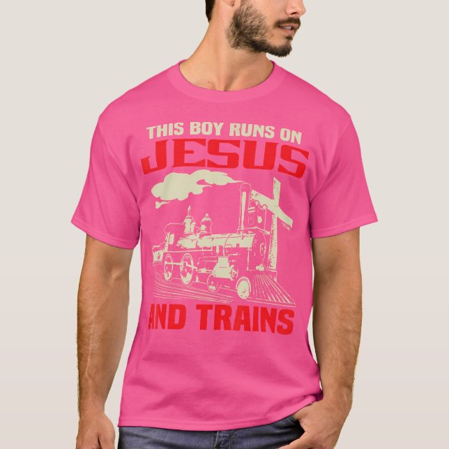 Camiseta Este Rapaz Funciona Com Jesus E Comboios (Frente)