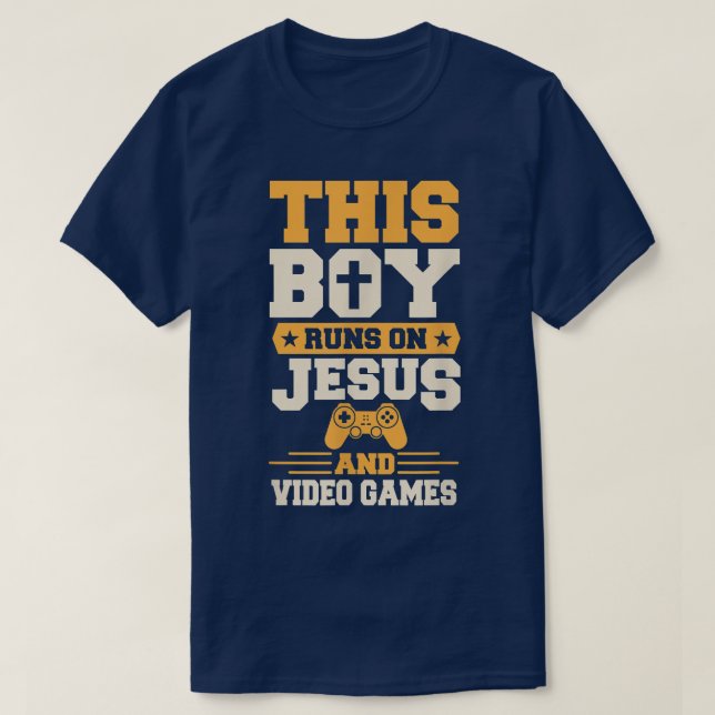 Camiseta Este Rapaz Funciona Com Jesus E Videos games Chris (Frente do Design)