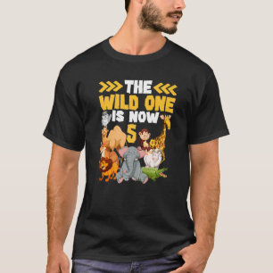 Camiseta Este Selvagem É Agora 5 Zoo Safari 5 Birthday Pa