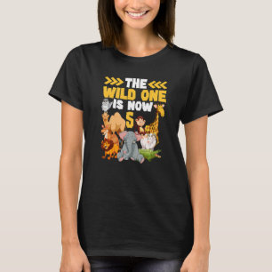 Camiseta Este Selvagem É Agora 5 Zoo Safari 5 Birthday Pa