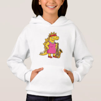 Camiseta Estegossauro Elegante Saxofonista de Jazz Menina