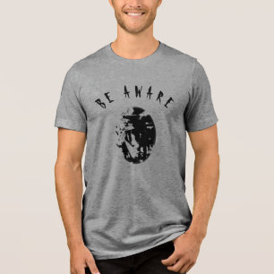 Camiseta "Esteja ciente" preto Humorístico/Inspiracional pe