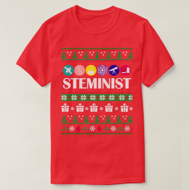 Camiseta Esteminista da legal Science Christmas Sweater par (Frente do Design)
