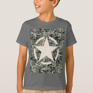 Camiseta Estêncil Estrela na Camuflagem Digital