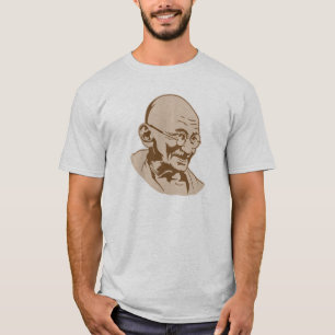 Camiseta estêncil retro do retrato de india do gandhi