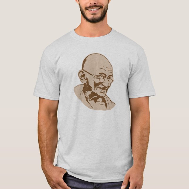 Camiseta estêncil retro do retrato de india do gandhi (Frente)