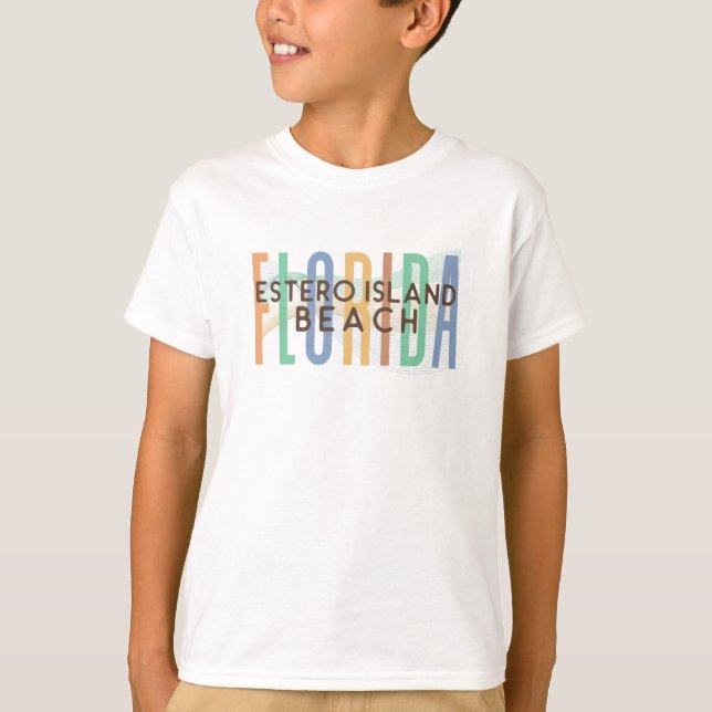 Camiseta Estero Island Beach Florida (Ondas de areia) (Frente)