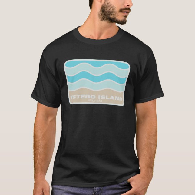 Camiseta Estero Island Florida Retro FL Waves Beach Souveni (Frente)