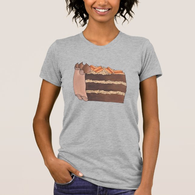 Camiseta Esterse de Fatia de Bolo de Camada de Chocolate Al (Frente)