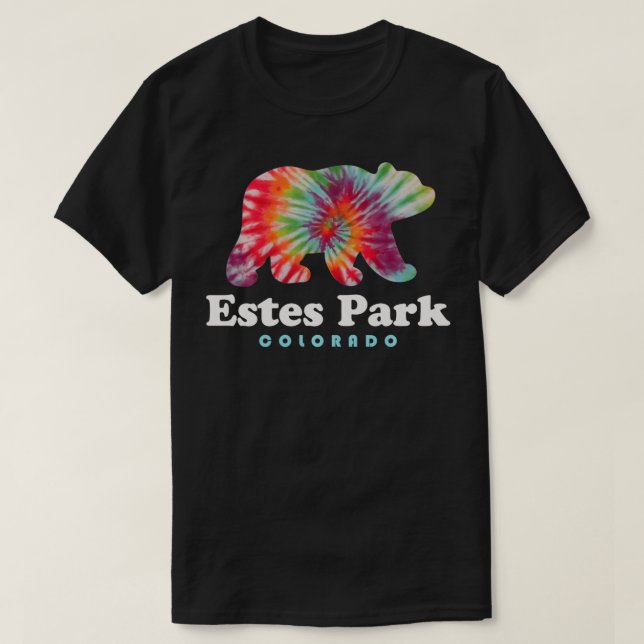 Camiseta Estes Park Colorado Rocky Mounains Bear Tie Dye (Frente do Design)