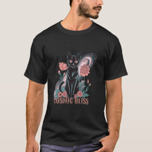 Camiseta Estética Boho Celestial Witchcore Gato Cósmico