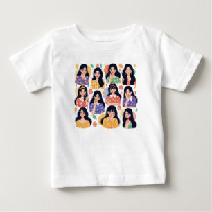 Camiseta Estética Colorida da Arte Popular com Retratos de