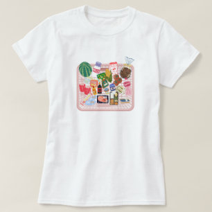 Camiseta Estética com Cesta de Compras Fofa   Alim