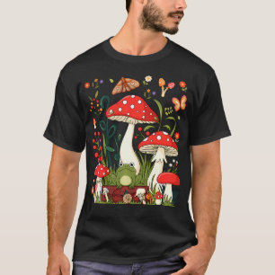 Camiseta Estética Cottagecore Cogumelo Sapo Borboleta