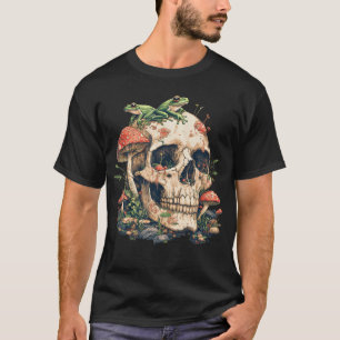 Camiseta Estética Cottagecore Sapo Cogumelo Caveira