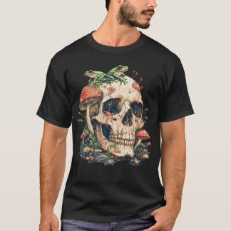 Camiseta Estética Cottagecore Sapo Cogumelo Caveira
