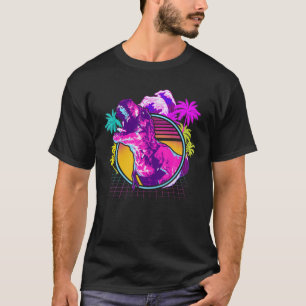 Camiseta Estética Da Onda Vaporwada De Dinossauro Retroati