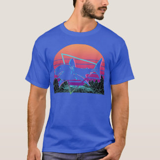 Camiseta Estética da Vaporwave de Tubarão Retro