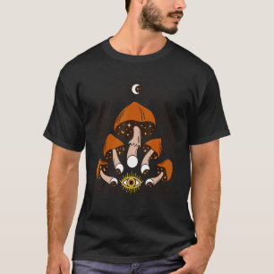 Camiseta Estética Dark Academia Cogumelos Místicos Lua Taro