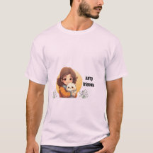 Camiseta Estética de Amigos Peludos de Menina Gata