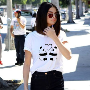 Camiseta estética de Casal de Urso Panda Bonito