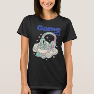 Camiseta Estética de Cereal de Jogos Kawaii Fones de Ouvido
