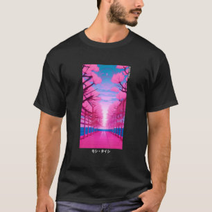 Camiseta Estética de Cerejeira Vaporwave Japonesa Retrô dos