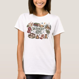 Camiseta Estética de Garota de Inverno Aconchegante Roupas