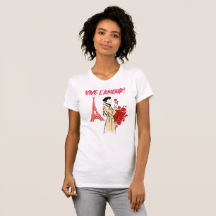Camiseta Estética de Garota Parisiense – Desenho Romântico 