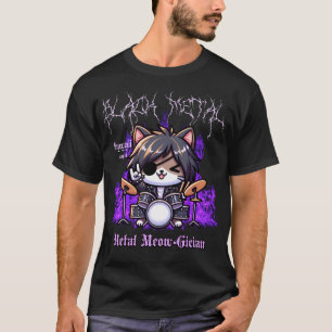 Camiseta Estética de Gato Kawaii Meowgician Metal Heavy Met