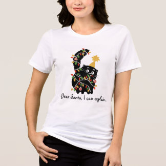 Camiseta Estética de Natal Gato do Papai Noel Bonito Divert