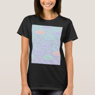 Camiseta Estética de Nuvens Pastel Kawaii
