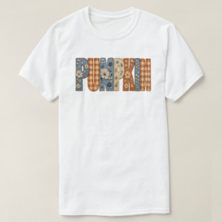 Camiseta Estética de Outono em Xadrez Floral com Bordado de