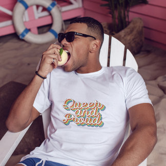 CAMISETA ESTÉTICA DE RETRO DE PAVILHÃO DE RAINBOW QUEER E P