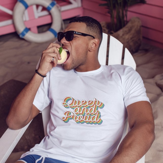 CAMISETA ESTÉTICA DE RETRO DE PAVILHÃO DE RAINBOW QUEER E P (Criador carregado)