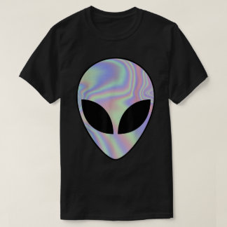 Camiseta Estética de Rosto Alien Holográfico