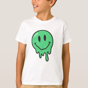 Camiseta Estética de Rosto Sorridente Verde Derretido Tripp