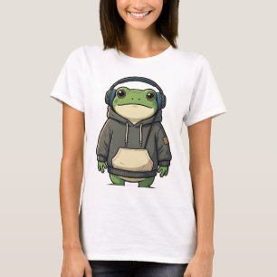 Camiseta Estética de Sapo com Fones de Ouvido