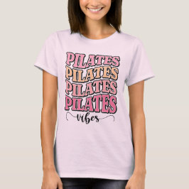 Camiseta Estética de Tipografia de Pilates Retro Ondulada e