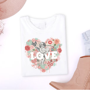 Camiseta Estética do Anjo Querubim Coquete Vitoriano Coraçã