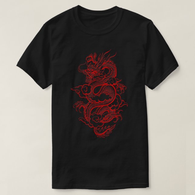 Camiseta Estética Dragão Vermelho Chinês Grunge Egirl Teen  (Frente do Design)