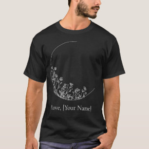 Camiseta Estética Floral da Lua Mínima Nome Personalizado