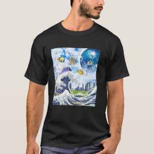 Camiseta Estética Frutiger Aero Tech Grande Onda de Kanagaw