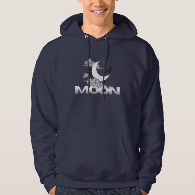 Camiseta estética gótica escura de corvo lunar com (Frente)