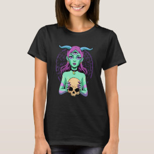 Camiseta Estética Gótica Pastel Caveira Donzela de Três Olh