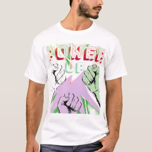 Camiseta Estética Grunge Cibernética de Punho Erguido Power