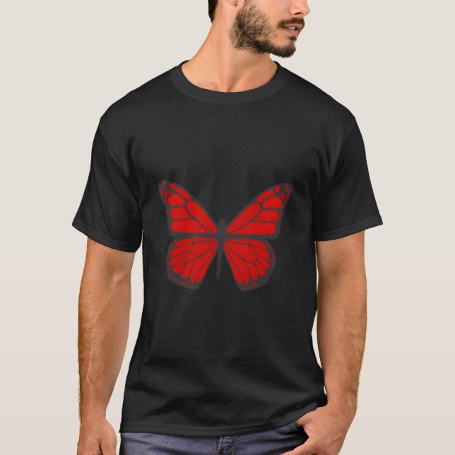 Camiseta Estética Grunge Suave Borboleta Vermelha (Frente)